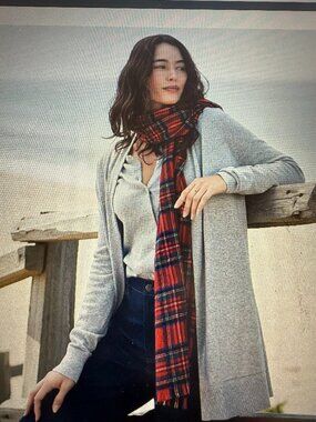 Land's End Women's Cotton Open Long Cardigan Sweater L NWOT